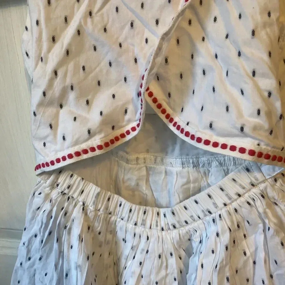 New Lilly Wicket girls dress sleeveless open back size 6 White Polka Dot Pocket